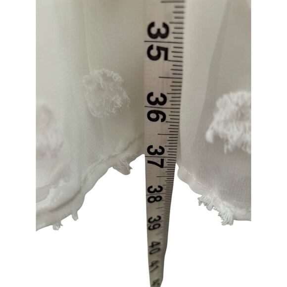 BTFBM Dress Women's Medium White Smocked Swiss Dot V Neck Short Sleeve Bohemian - Picture 10 of 11